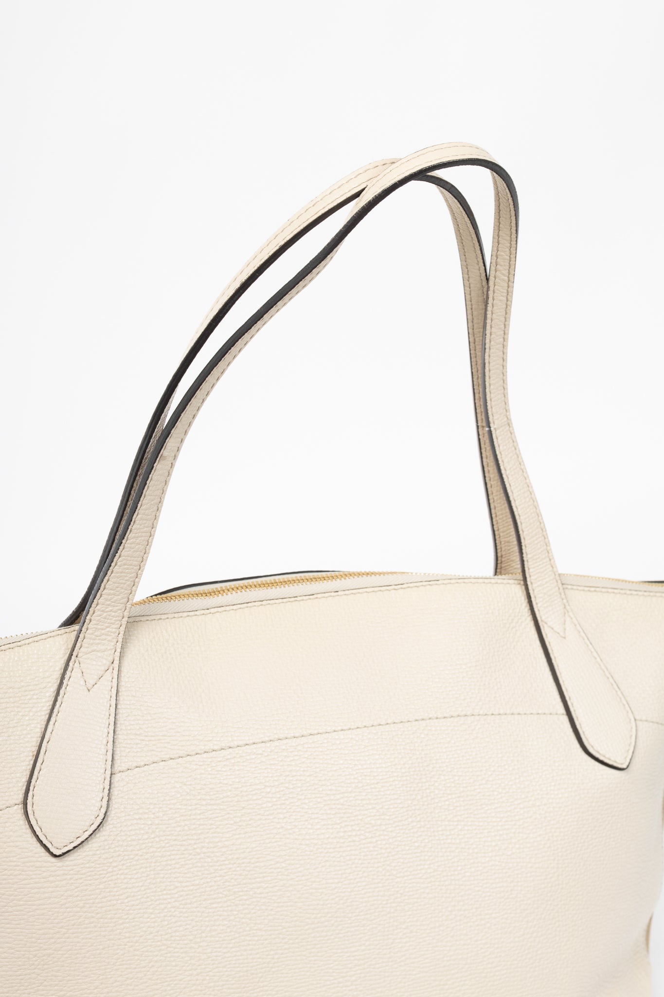 Burberry Welburn Cream Leather Check-Trim Tote