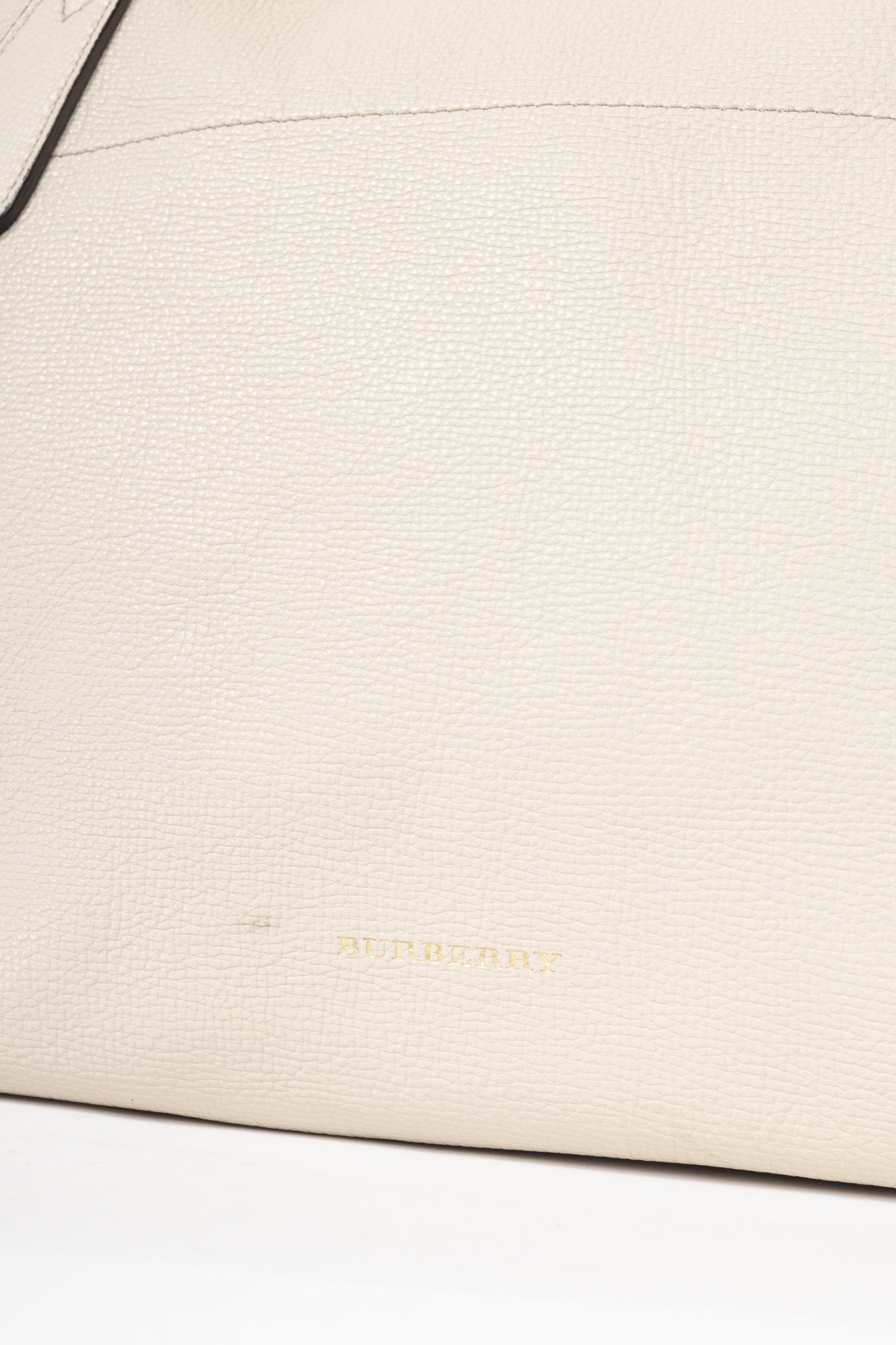 Burberry Welburn Cream Leather Check-Trim Tote