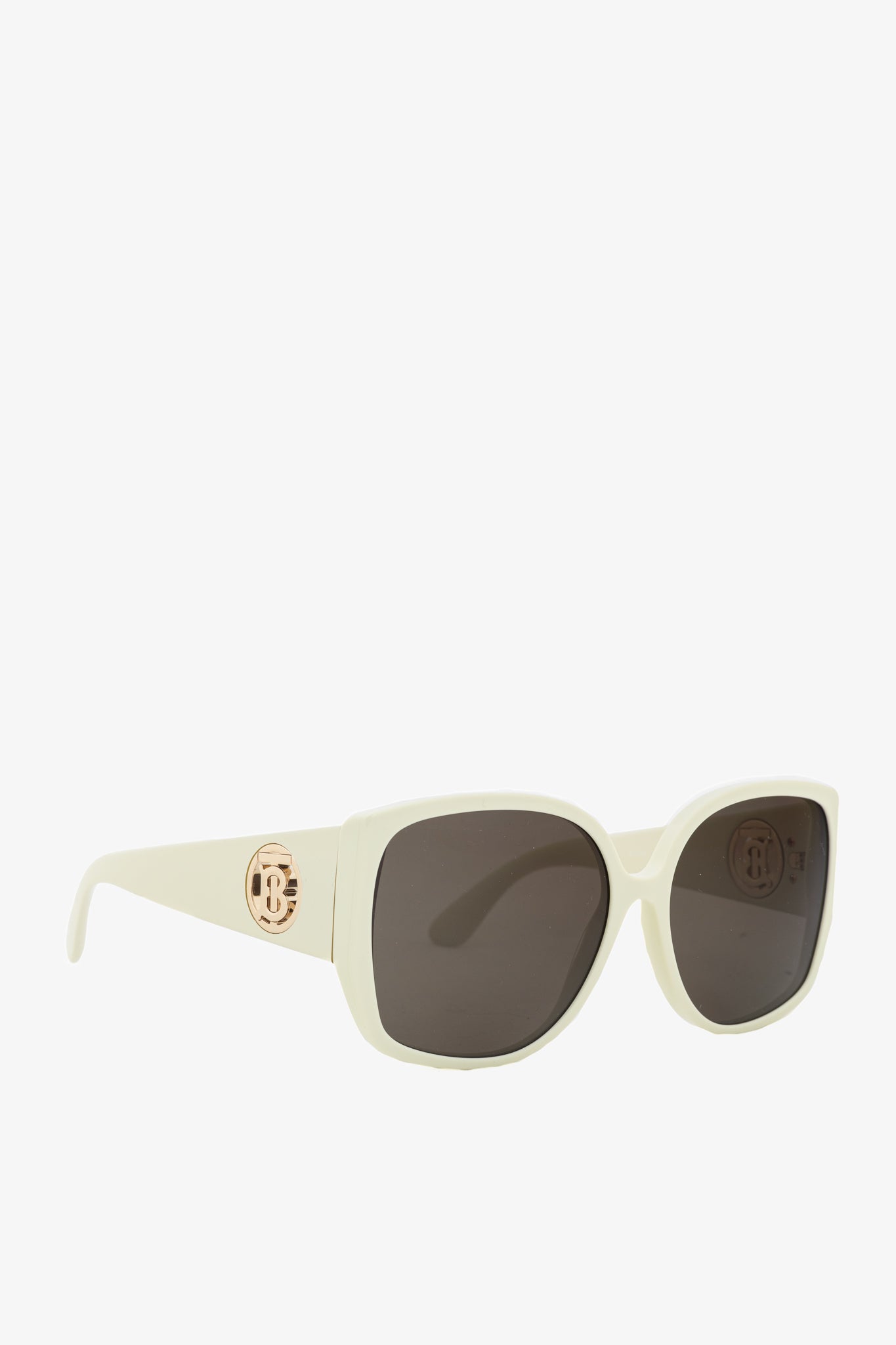 Burberry SS19 Runway BE4920 White Acetate Logo-Temple Oversized Butterfly Frame Sunglasses