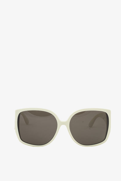 Burberry SS19 Runway BE4920 White Acetate Logo-Temple Oversized Butterfly Frame Sunglasses