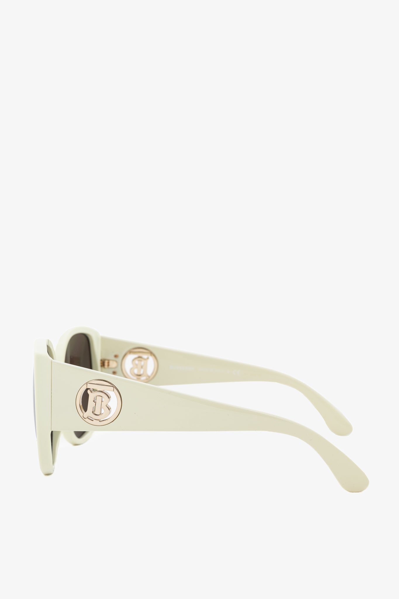 Burberry SS19 Runway BE4920 White Acetate Logo-Temple Oversized Butterfly Frame Sunglasses