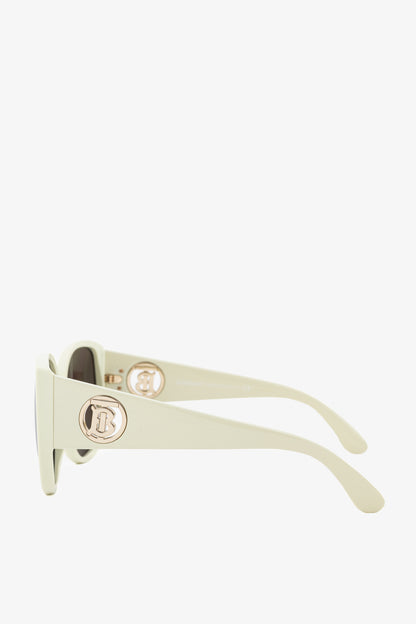 Burberry SS19 Runway BE4920 White Acetate Logo-Temple Oversized Butterfly Frame Sunglasses