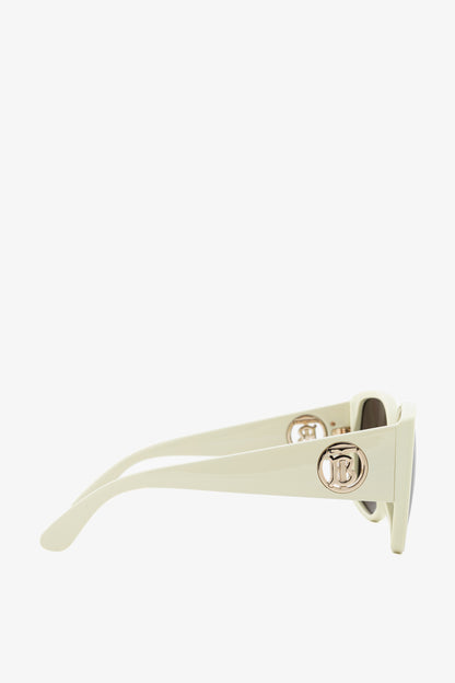 Burberry SS19 Runway BE4920 White Acetate Logo-Temple Oversized Butterfly Frame Sunglasses