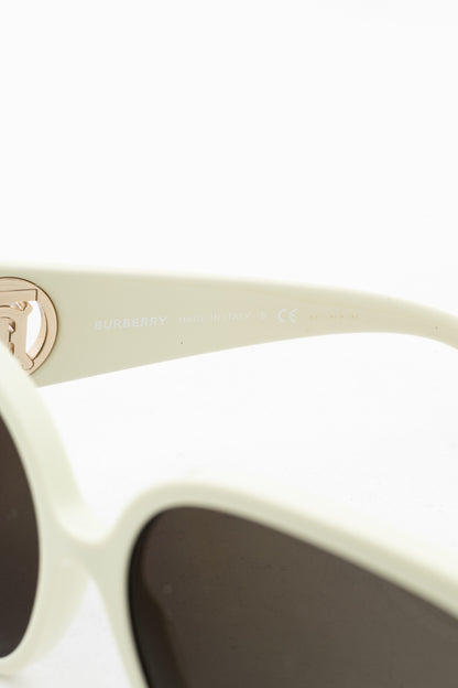Burberry SS19 Runway BE4920 White Acetate Logo-Temple Oversized Butterfly Frame Sunglasses