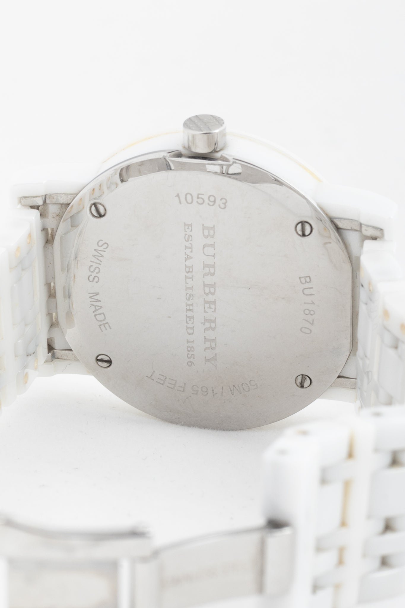 Burberry AW11 BU1870 White Ceramic Check-Dial Watch