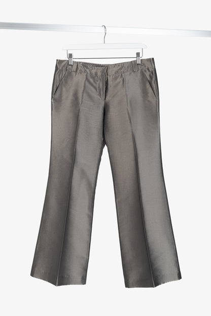 Burberry Grey Silk-Blend Taffeta Flared Trousers