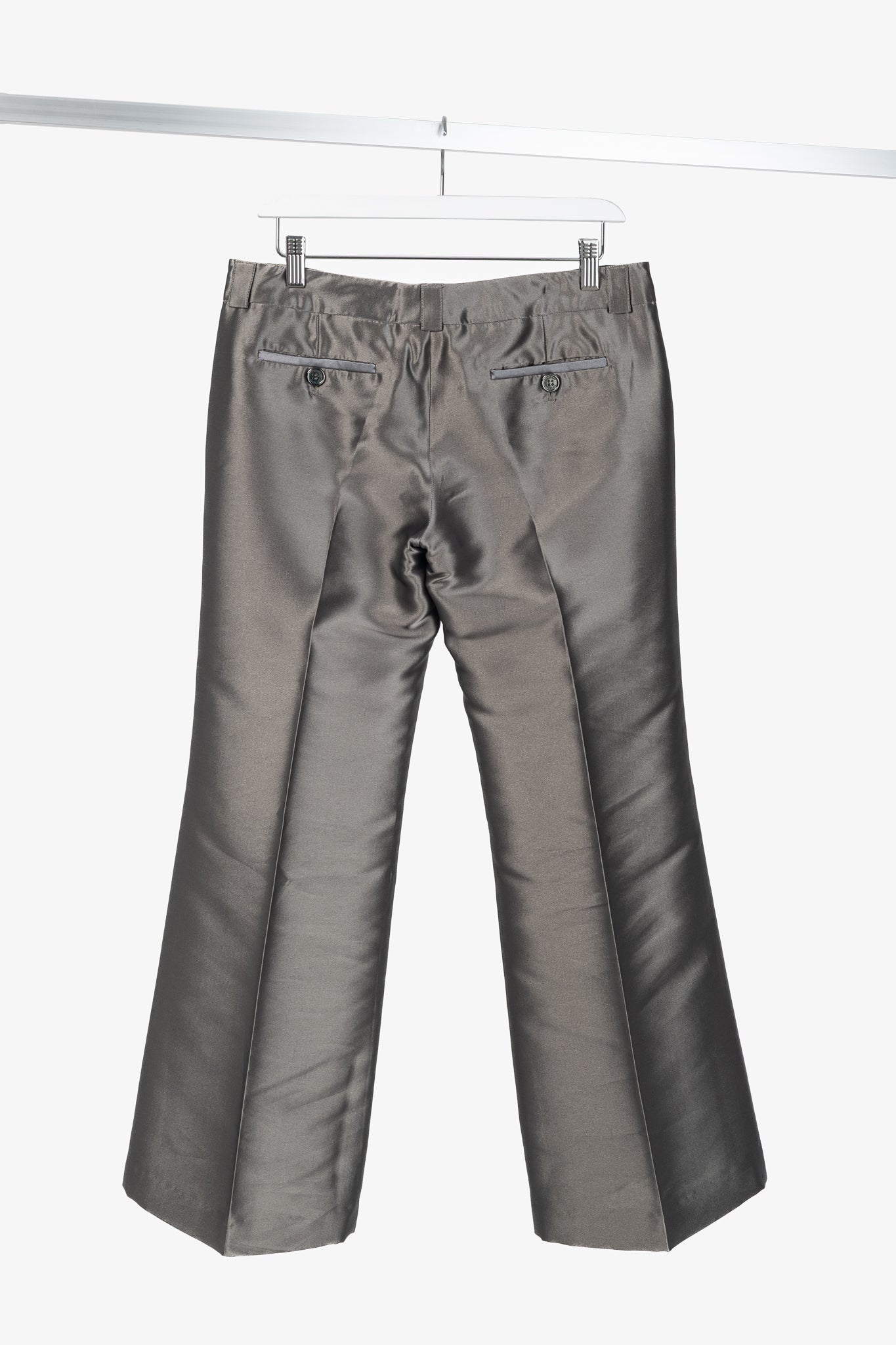 Burberry Grey Silk-Blend Taffeta Flared Trousers