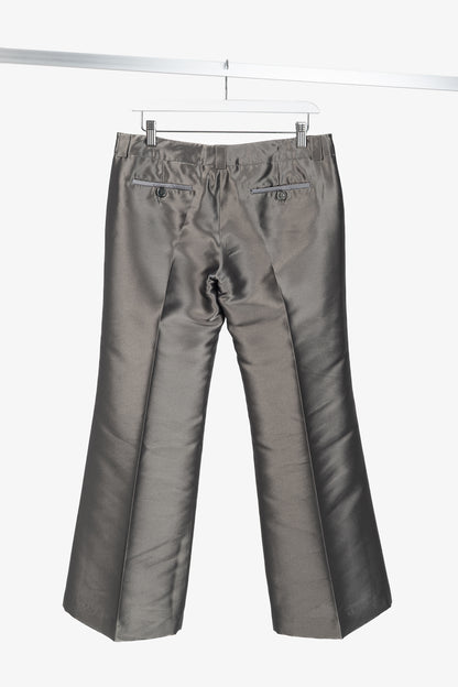 Burberry Grey Silk-Blend Taffeta Flared Trousers