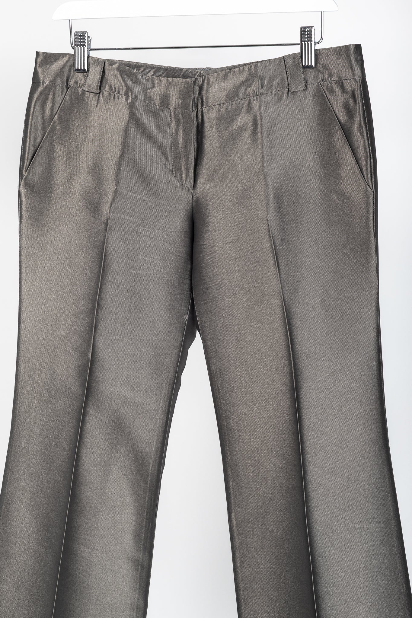 Burberry Grey Silk-Blend Taffeta Flared Trousers