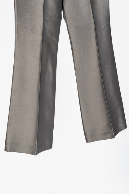 Burberry Grey Silk-Blend Taffeta Flared Trousers