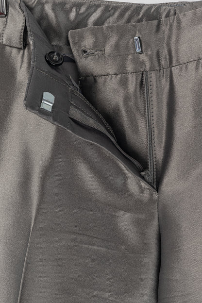 Burberry Grey Silk-Blend Taffeta Flared Trousers