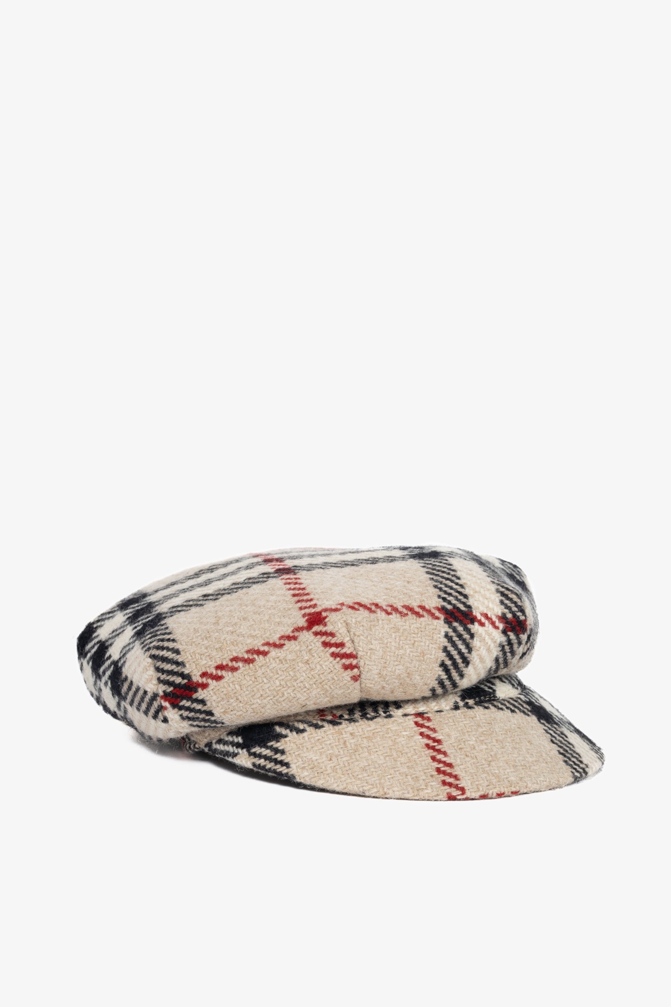 Burberry Beige Check Wool-Tweed Newsboy Cap