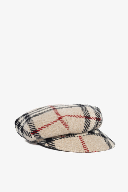 Burberry Beige Check Wool-Tweed Newsboy Cap