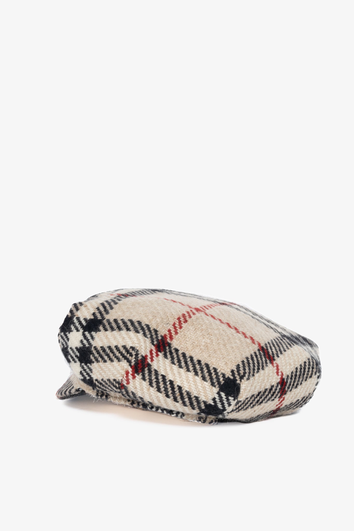 Burberry Beige Check Wool-Tweed Newsboy Cap