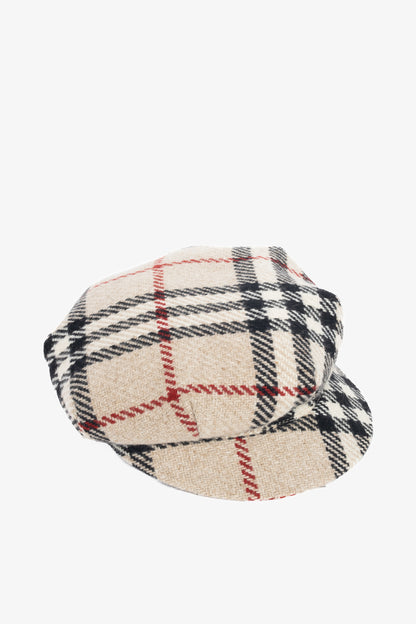 Burberry Beige Check Wool-Tweed Newsboy Cap