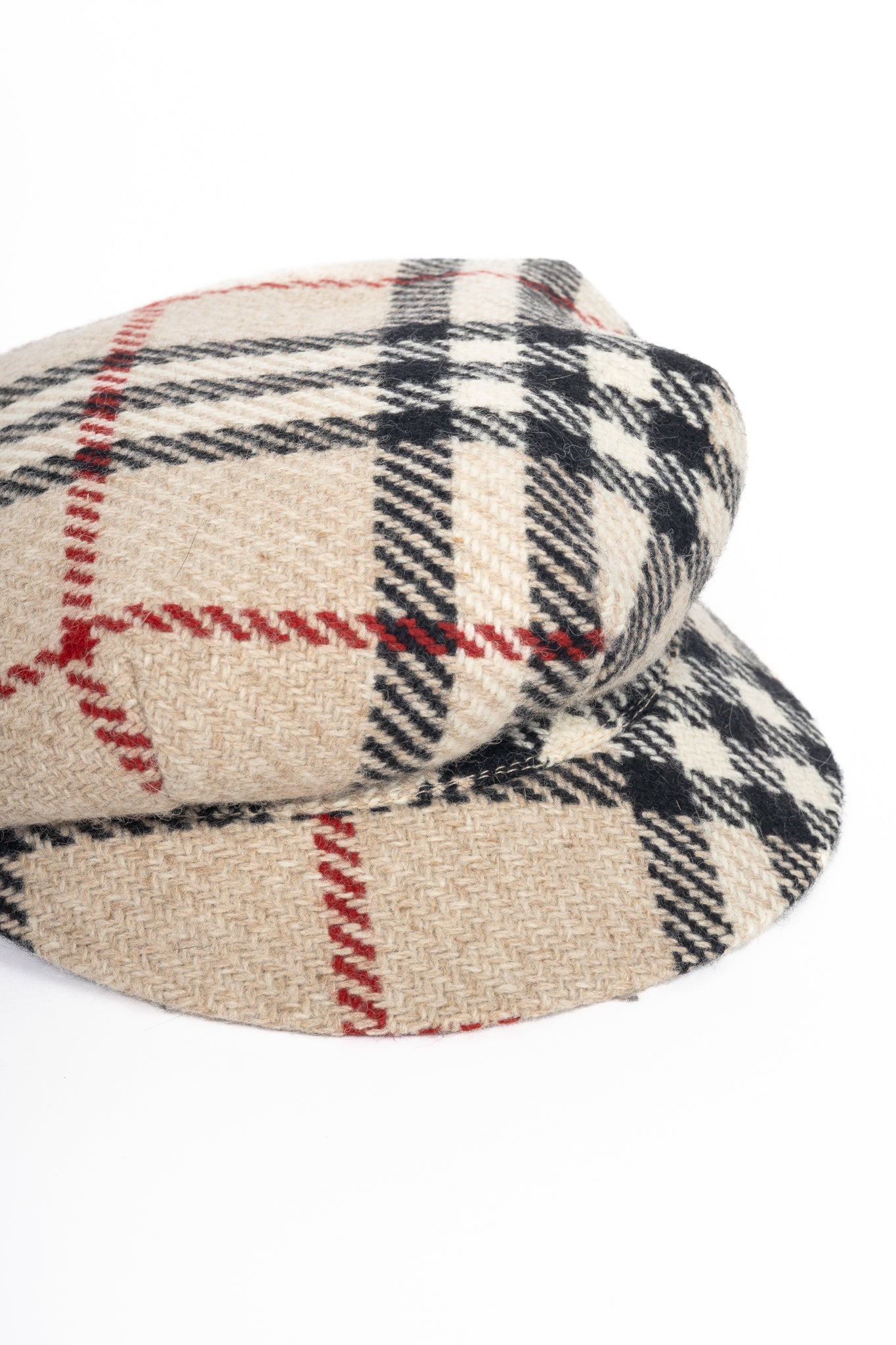 Burberry Beige Check Wool-Tweed Newsboy Cap