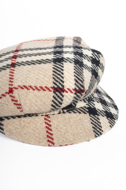Burberry Beige Check Wool-Tweed Newsboy Cap