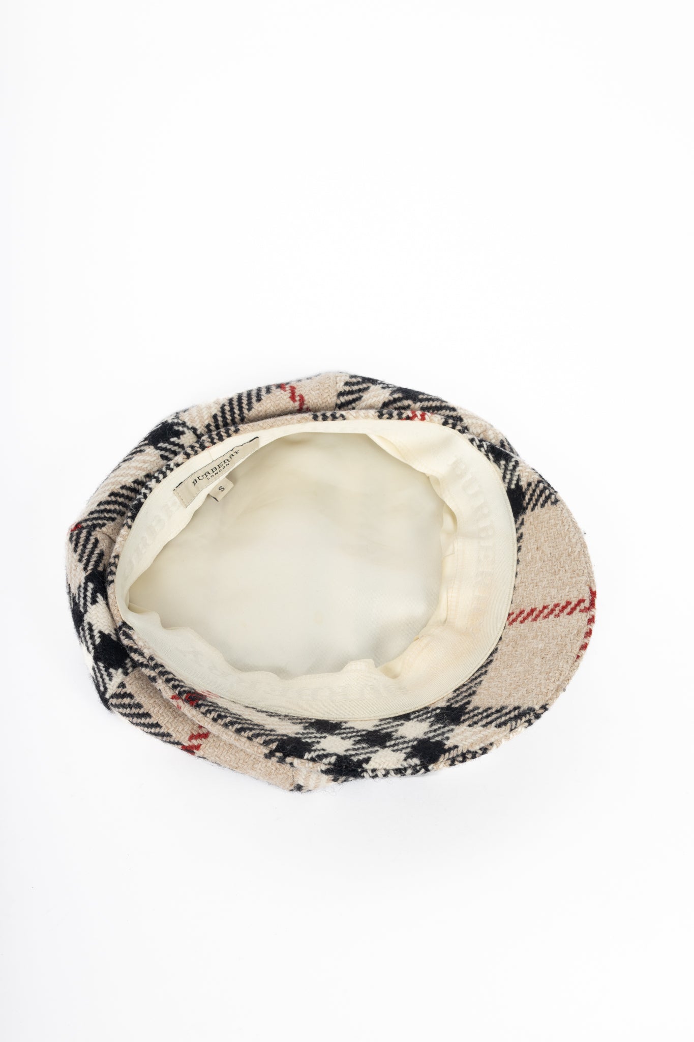 Burberry Beige Check Wool-Tweed Newsboy Cap