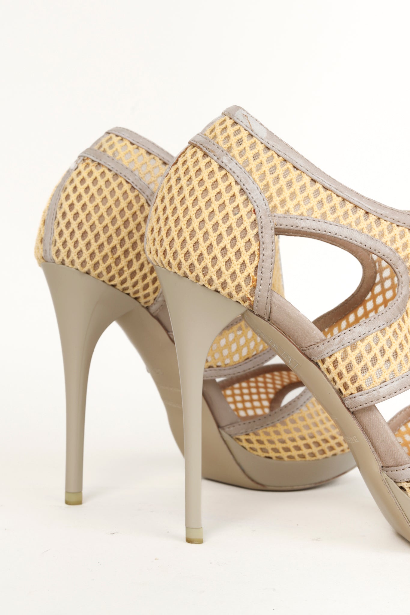 Burberry Grey Taupe Cut-Out Zipper Stiletto Heels