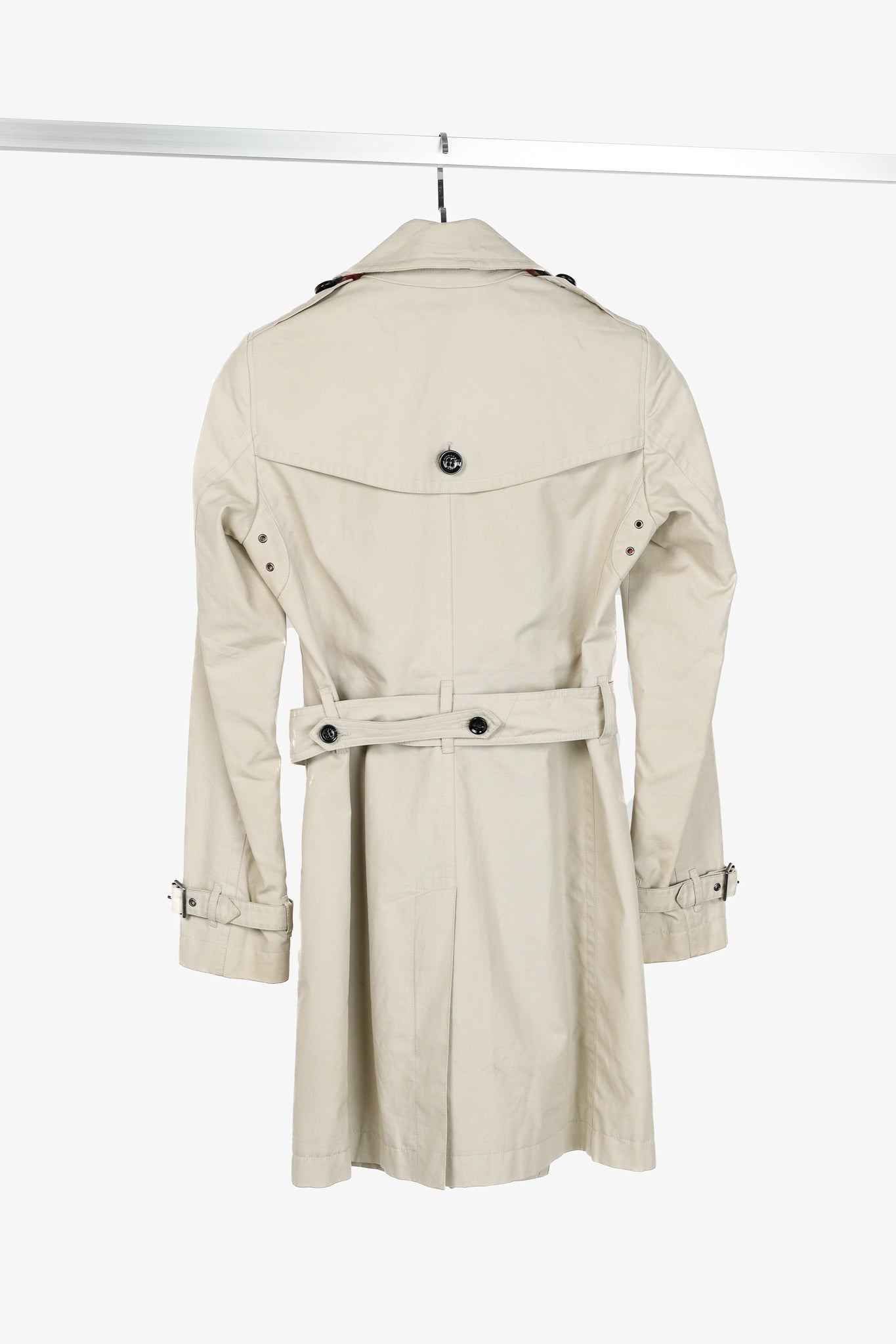 Burberry Brit Beige Belted Double-Breasted Classic Cotton Trench Coat