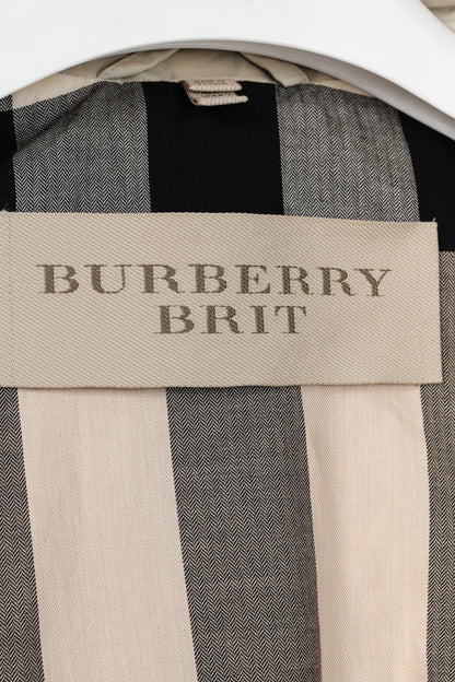 Burberry Brit Beige Belted Double-Breasted Classic Cotton Trench Coat