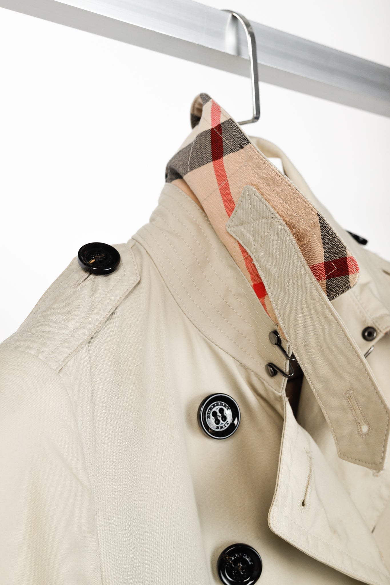 Burberry Brit Beige Belted Double-Breasted Classic Cotton Trench Coat
