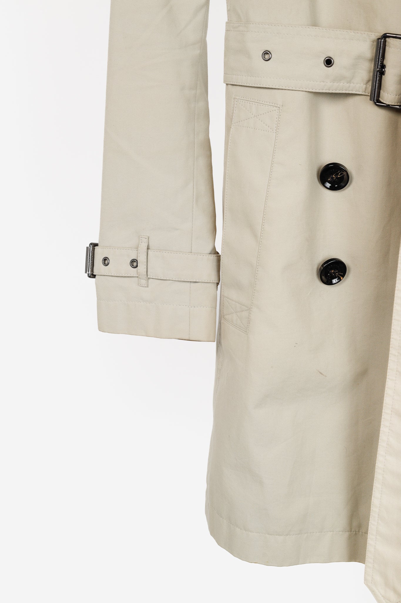 Burberry Brit Beige Belted Double-Breasted Classic Cotton Trench Coat