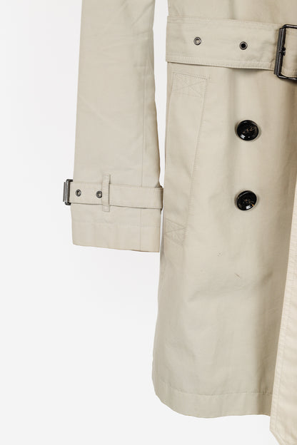 Burberry Brit Beige Belted Double-Breasted Classic Cotton Trench Coat