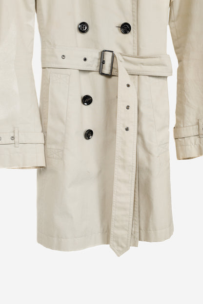 Burberry Brit Beige Belted Double-Breasted Classic Cotton Trench Coat