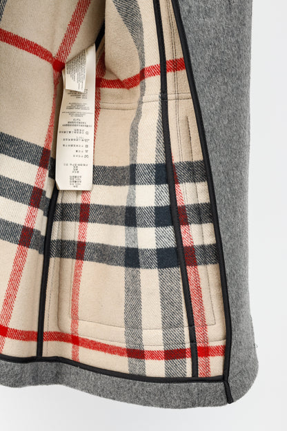Burberry Brit Blackwell Grey Wool Fur-Trim Duffle Coat