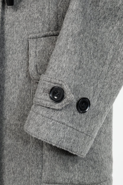 Burberry Brit Blackwell Grey Wool Fur-Trim Duffle Coat