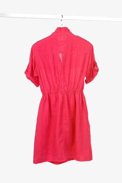 Burberry Brit Crimson Pink Ramie Trench Mini Dress