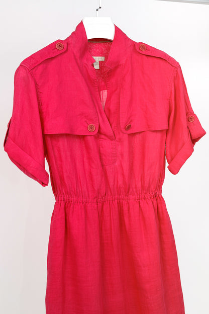 Burberry Brit Crimson Pink Ramie Trench Mini Dress