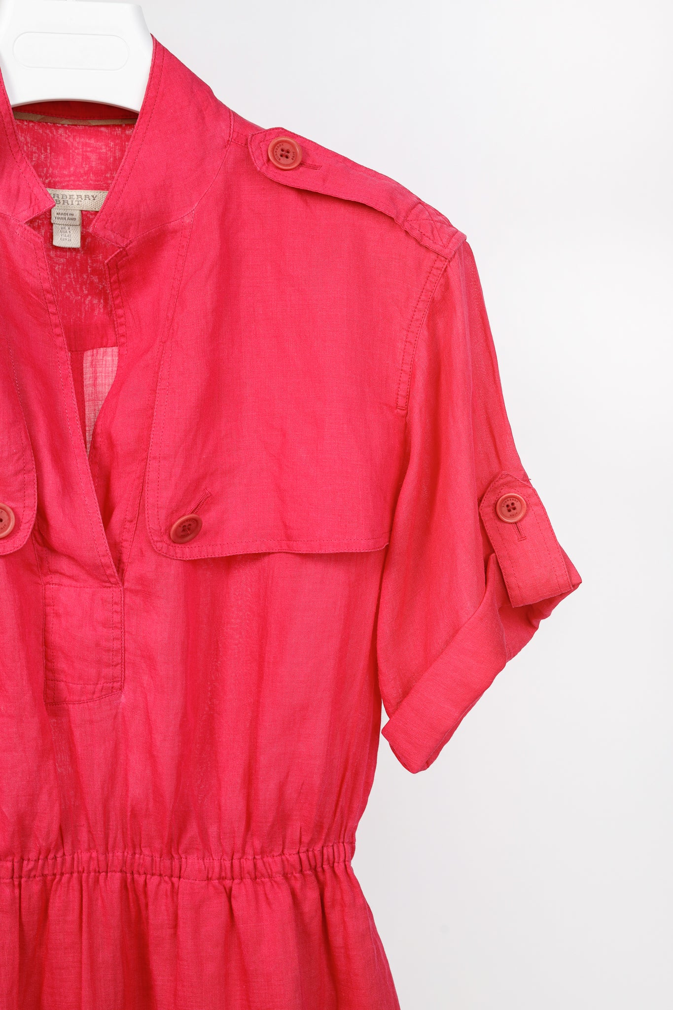 Burberry Brit Crimson Pink Ramie Trench Mini Dress
