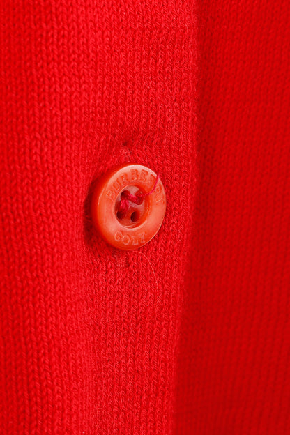 Burberry Golf Check Trim Red Cotton Cardigan