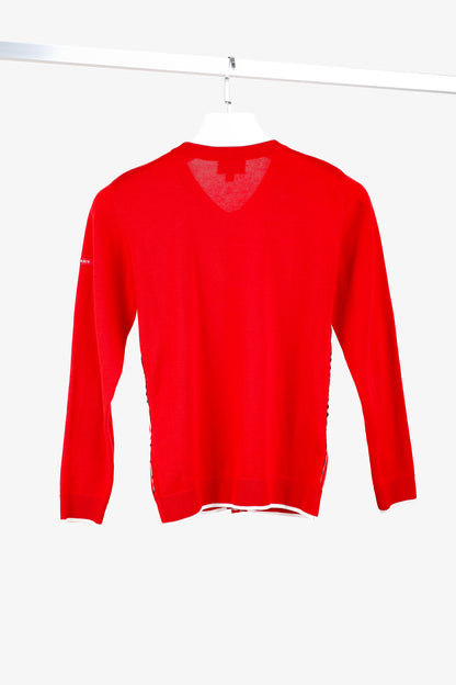 Burberry Golf Check Trim Red Cotton Cardigan