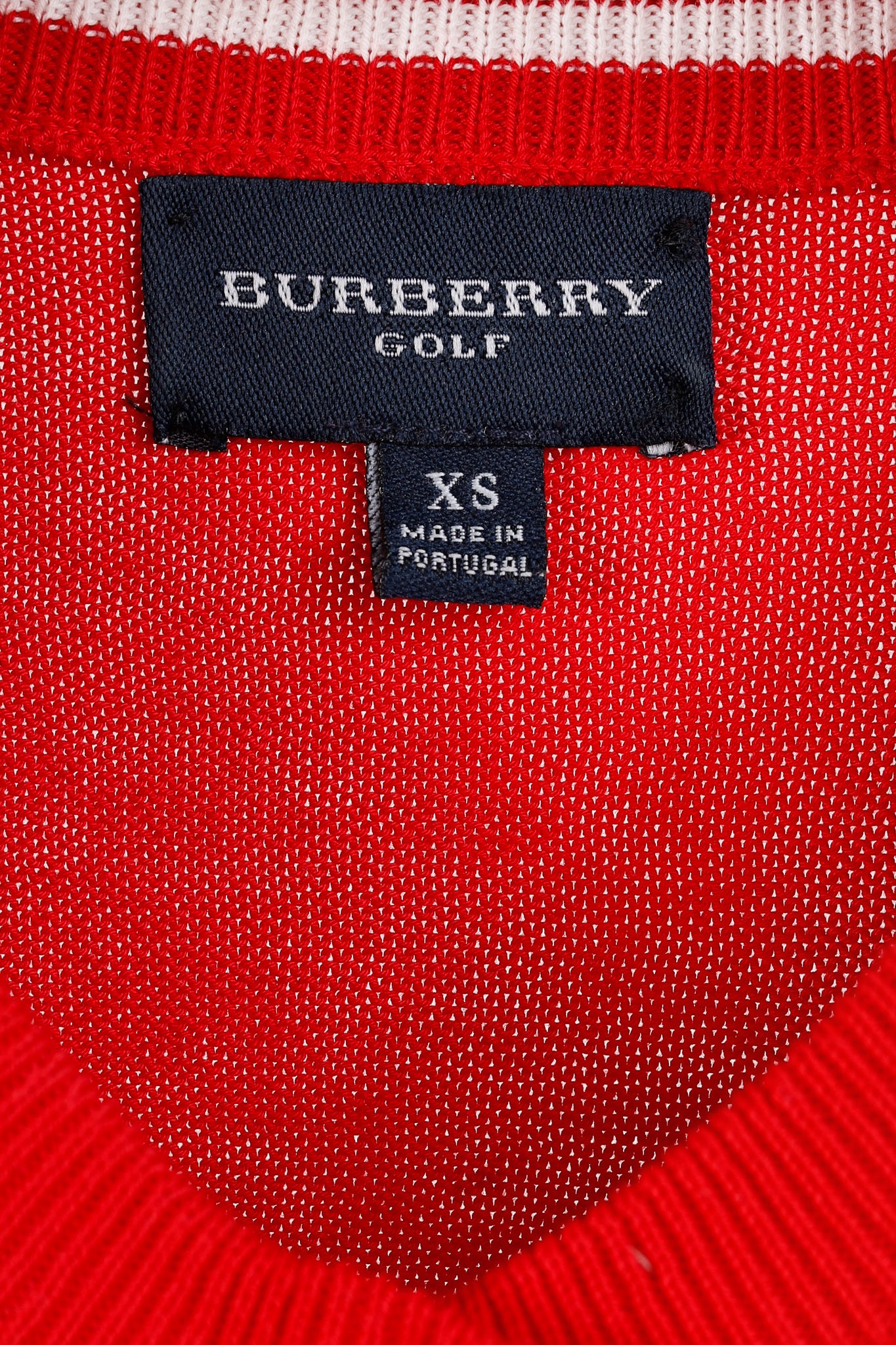 Burberry Golf Check Trim Red Cotton Cardigan