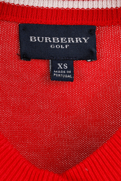 Burberry Golf Check Trim Red Cotton Cardigan