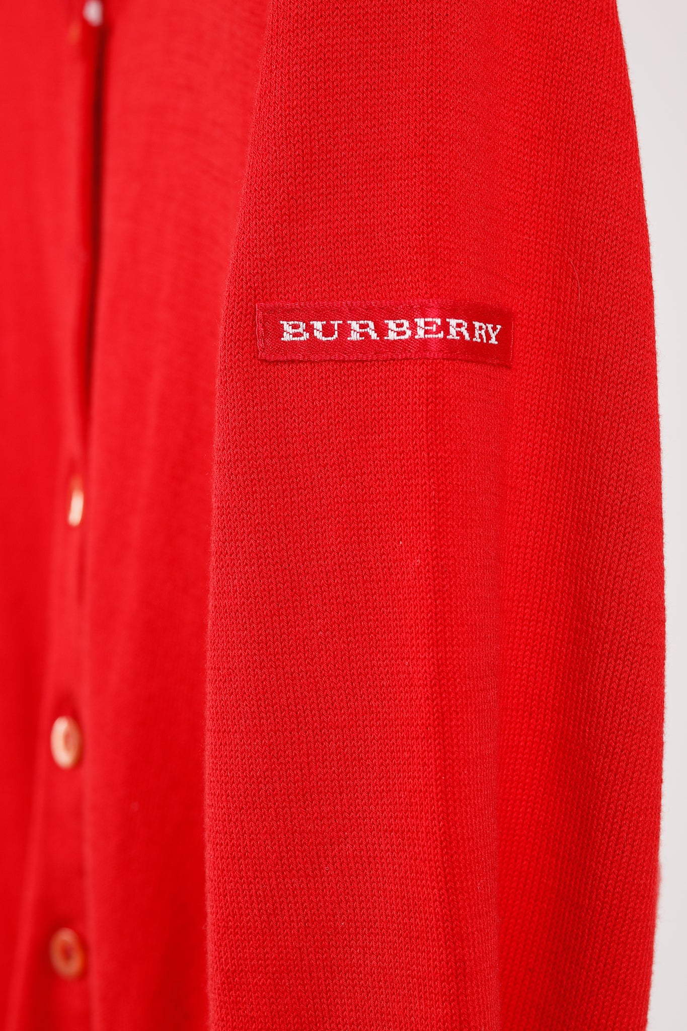 Burberry Golf Check Trim Red Cotton Cardigan