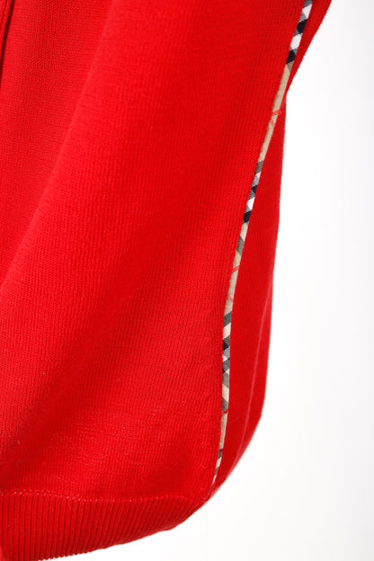 Burberry Golf Check Trim Red Cotton Cardigan