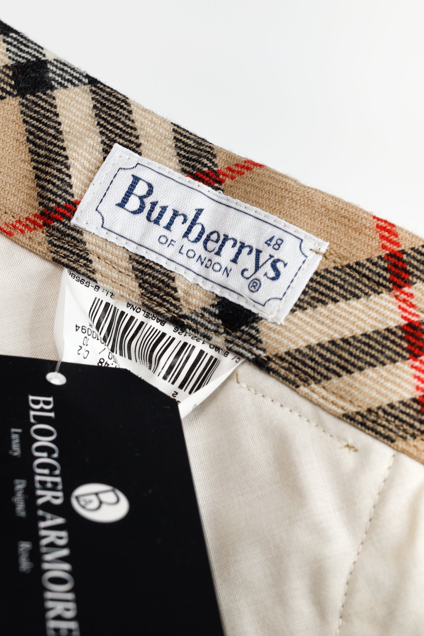 Burberry Tan Wool Check-Trim Trousers