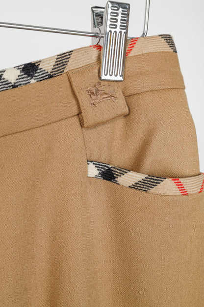 Burberry Tan Wool Check-Trim Trousers