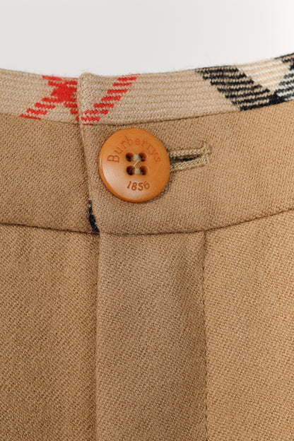 Burberry Tan Wool Check-Trim Trousers