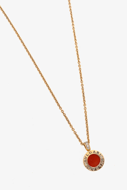Bvlgari "Bvlgari Bvlgari" 18k Gold Pendant Chain Necklace
