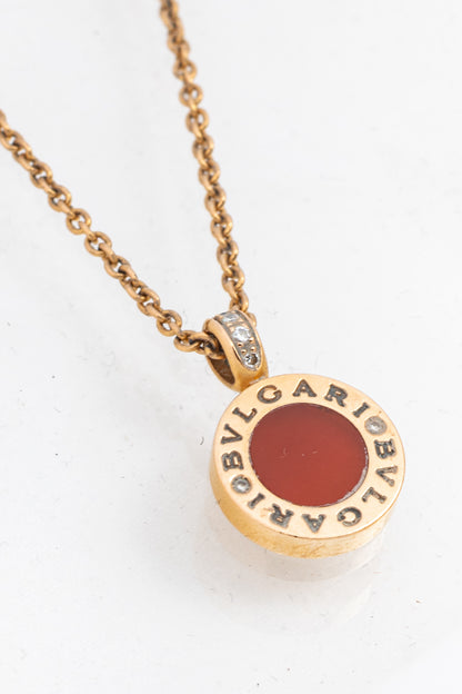 Bvlgari "Bvlgari Bvlgari" 18k Gold Pendant Chain Necklace