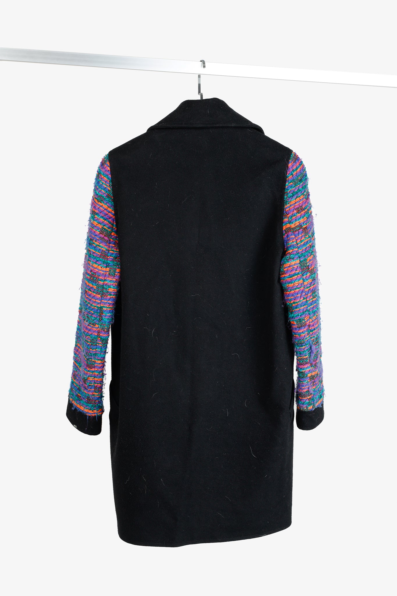 Calla Paris Fall 2013 Boucle Sleeve Black Multi-Material Pea Coat