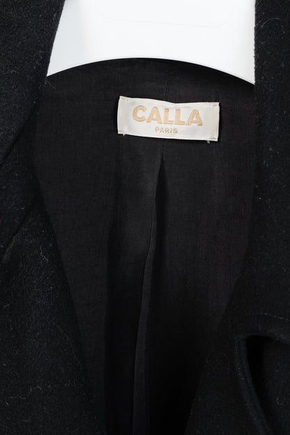 Calla Paris Fall 2013 Boucle Sleeve Black Multi-Material Pea Coat