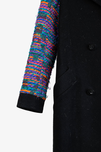 Calla Paris Fall 2013 Boucle Sleeve Black Multi-Material Pea Coat