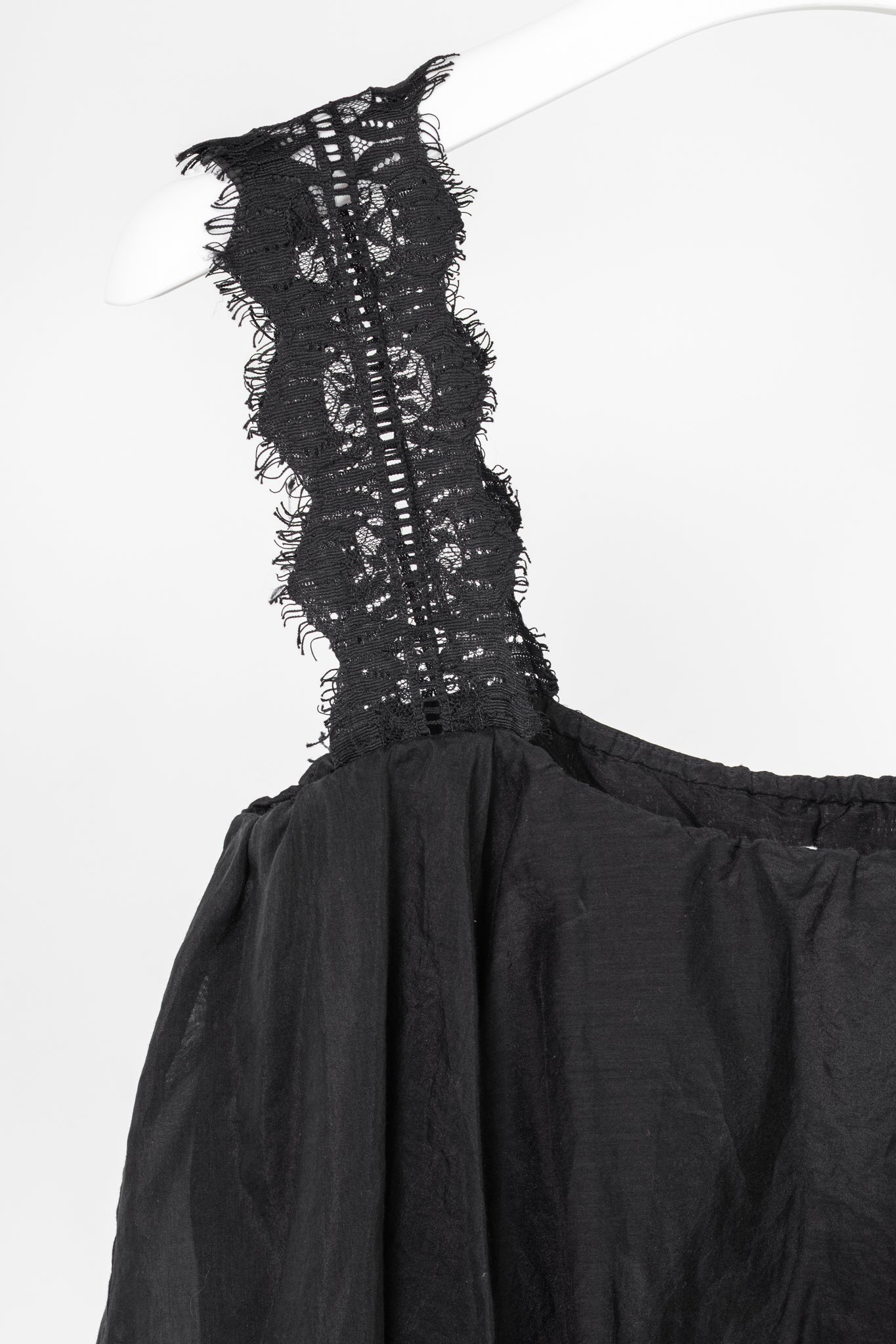 CAMI NYC Vanessa Black Cotton & Silk Lace-Trim Tiered Tank