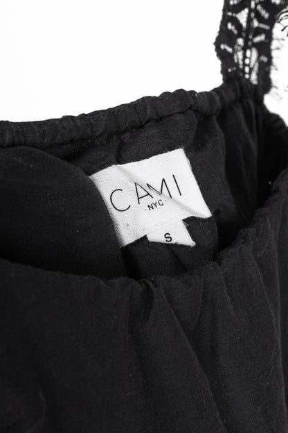 CAMI NYC Vanessa Black Cotton & Silk Lace-Trim Tiered Tank